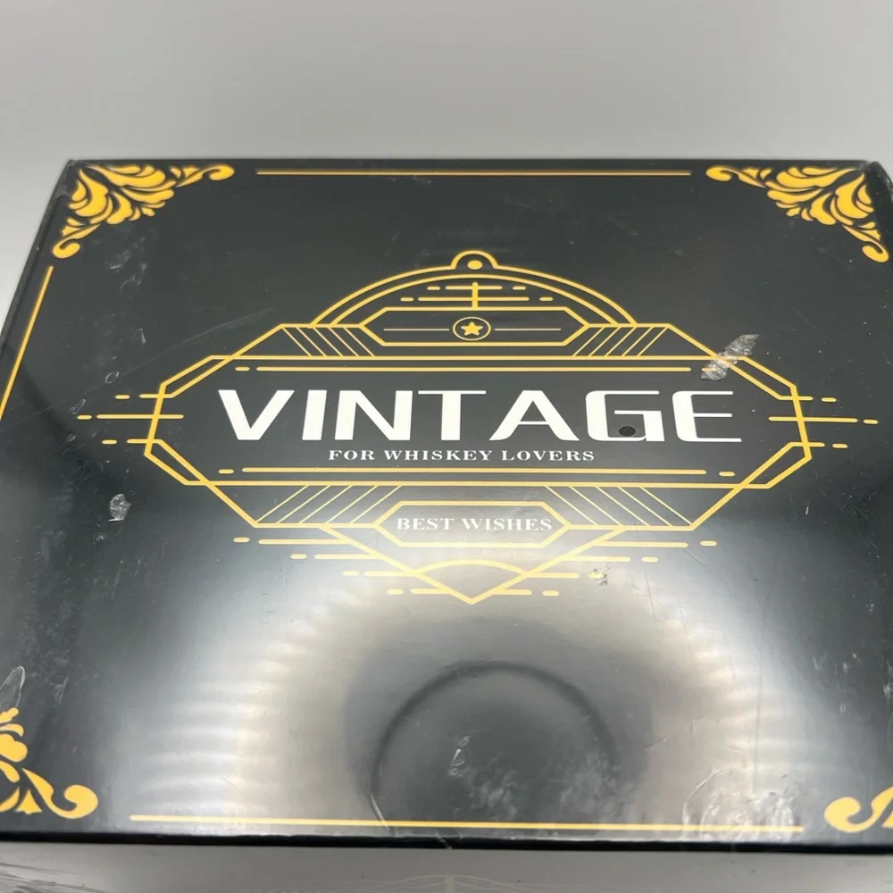 Vintage 1994 Whiskey Glass Set with Wooden Box